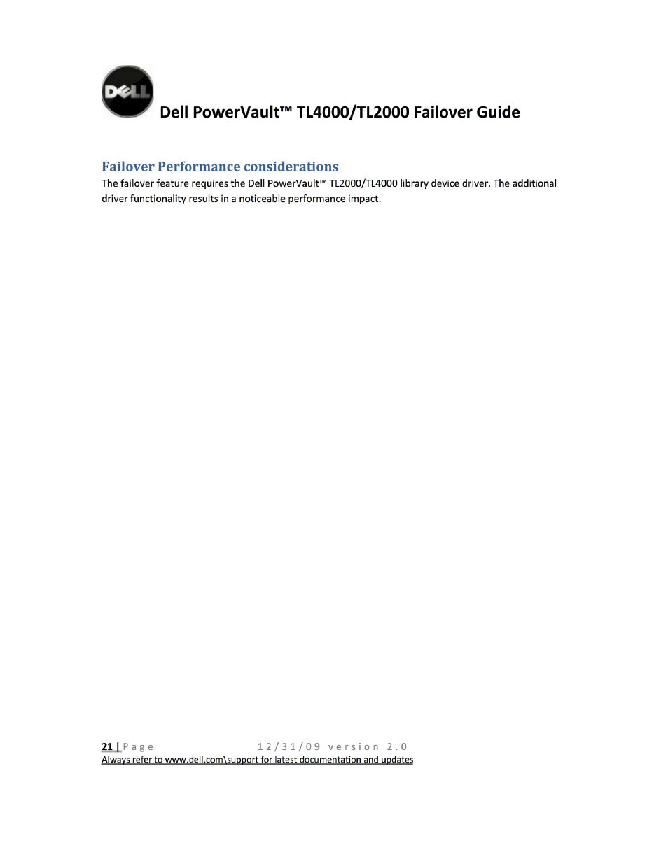 Failover performance considerations | Dell PowerVault TL4000 User Manual | Page 21 / 22