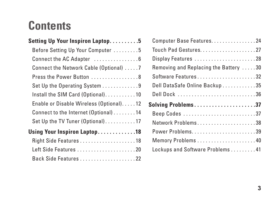 Dell Inspiron Mini 10 (1012, Late 2009) User Manual | Page 5 / 82