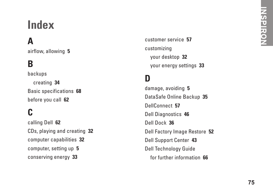 Index | Dell Inspiron Mini 10 (1012, Late 2009) User Manual | Page 77 / 82