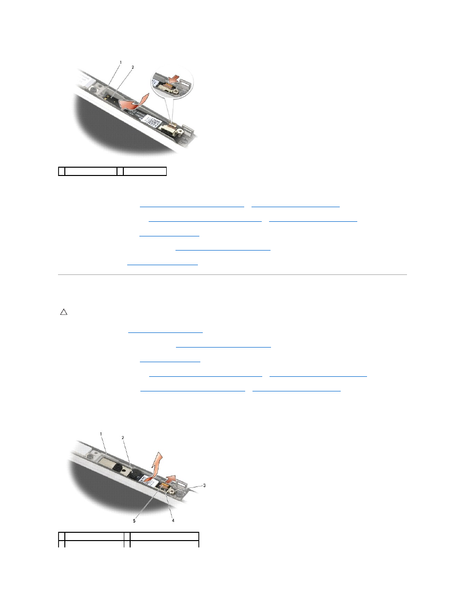 Removing the camera and microphone assembly | Dell Precision M2400 (Mid 2008) User Manual | Page 42 / 100