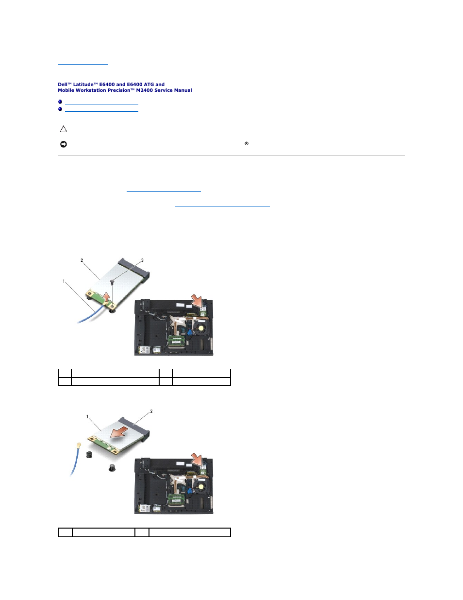 Wpan (uwb/bt) card, Removing a wpan (uwb/bt) card | Dell Precision M2400 (Mid 2008) User Manual | Page 97 / 100