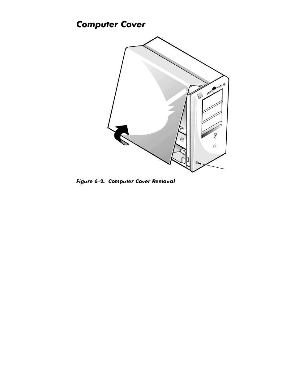 Computer cover, Computer cover -4, Figure 6-2 | Computer cover removal -4, Rpsxwhu&ryhu | Dell OptiPlex GX1p User Manual | Page 120 / 170