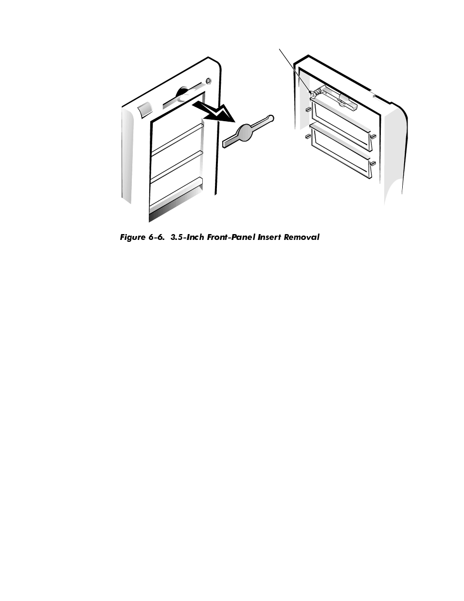 Figure 6-6, Inch front-panel insert removal -8 | Dell OptiPlex GX1p User Manual | Page 124 / 170