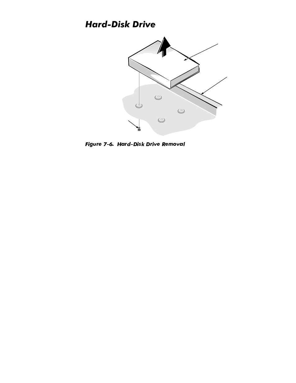 Hard-disk drive, Hard-disk drive -7, Figure 7-6 | Hard-disk drive removal -7, Dug'lvn'ulyh | Dell OptiPlex GX1p User Manual | Page 149 / 170