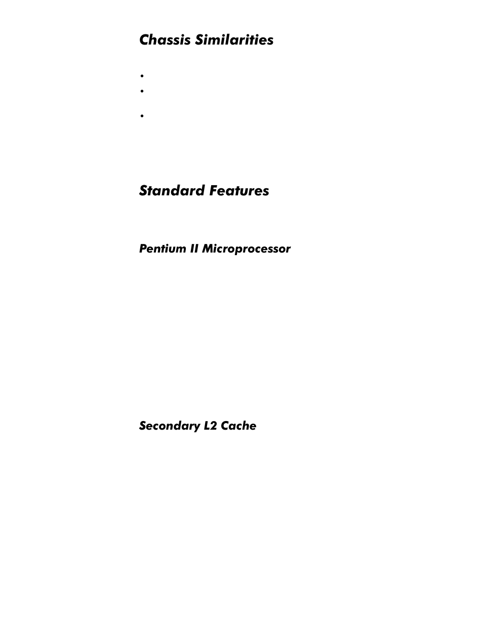 Chassis similarities, Standard features, Pentium ii microprocessor | Secondary l2 cache, Chassis similarities -3, Standard features -3, Pentium ii microprocessor -3, Secondary l2 cache -3, Kdvvlv6lplodulwlhv, 6wdqgdug)hdwxuhv | Dell OptiPlex GX1p User Manual | Page 15 / 170