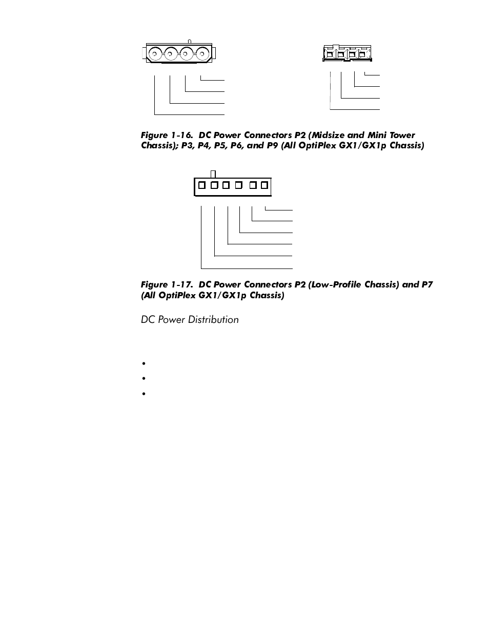 Dc power distribution -25, Figure 1-16, Figure 1-17 | 3rzhu'lvwulexwlrq | Dell OptiPlex GX1p User Manual | Page 37 / 170