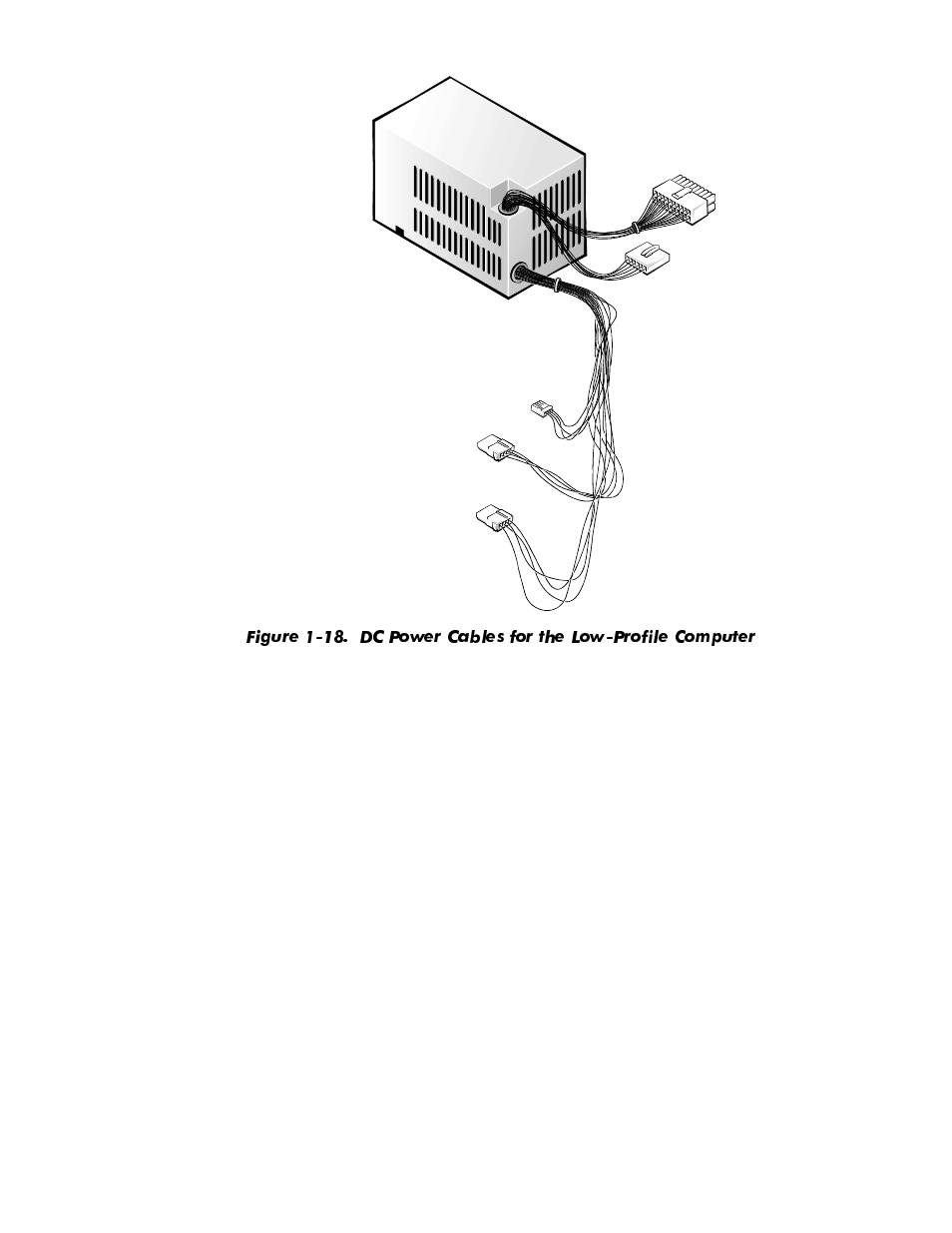 Figure 1-18, Dc power cables for the low-profile computer -26 | Dell OptiPlex GX1p User Manual | Page 38 / 170