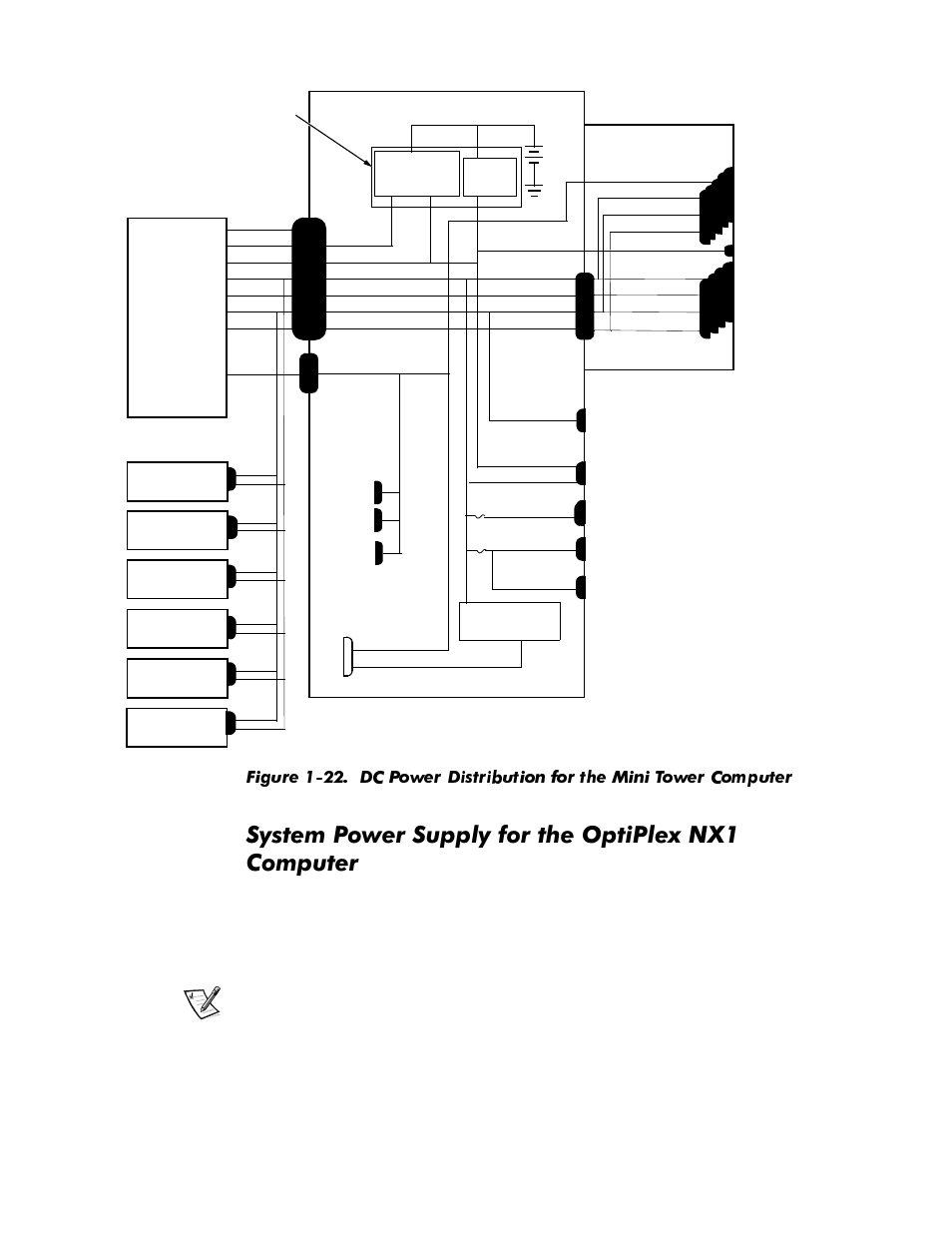 System power supply for the optiplex nx1 computer, Figure 1-22 | Dell OptiPlex GX1p User Manual | Page 42 / 170
