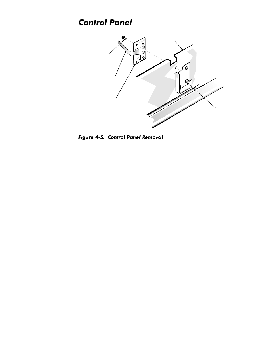 Control panel, Control panel -7, Figure 4-5 | Control panel removal -7, Rqwuro3dqho | Dell OptiPlex GX1p User Manual | Page 77 / 170