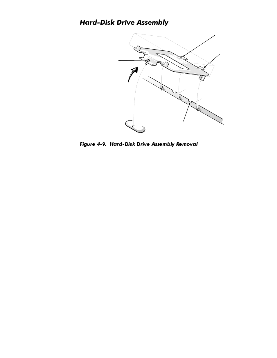 Hard-disk drive assembly, Hard-disk drive assembly -11, Figure 4-9 | Hard-disk drive assembly removal -11, Dug'lvn'ulyh$vvhpeo | Dell OptiPlex GX1p User Manual | Page 81 / 170