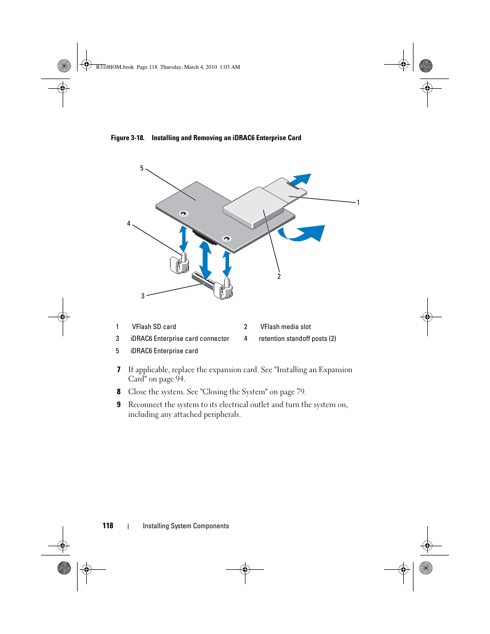Figure 3-18, D into place. see figure 3-18 | Dell PowerEdge R310 User Manual | Page 118 / 176