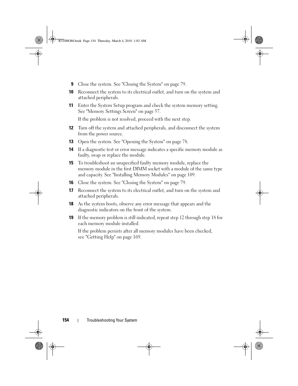 Go to step 12 if an error message appear, Indicated, go to step 12 | Dell PowerEdge R310 User Manual | Page 154 / 176