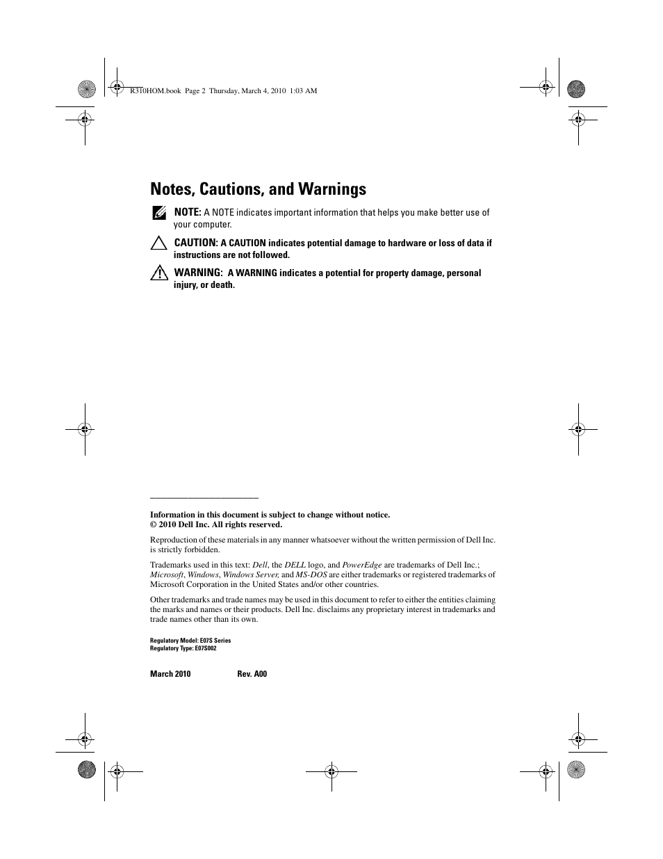 Dell PowerEdge R310 User Manual | Page 2 / 176