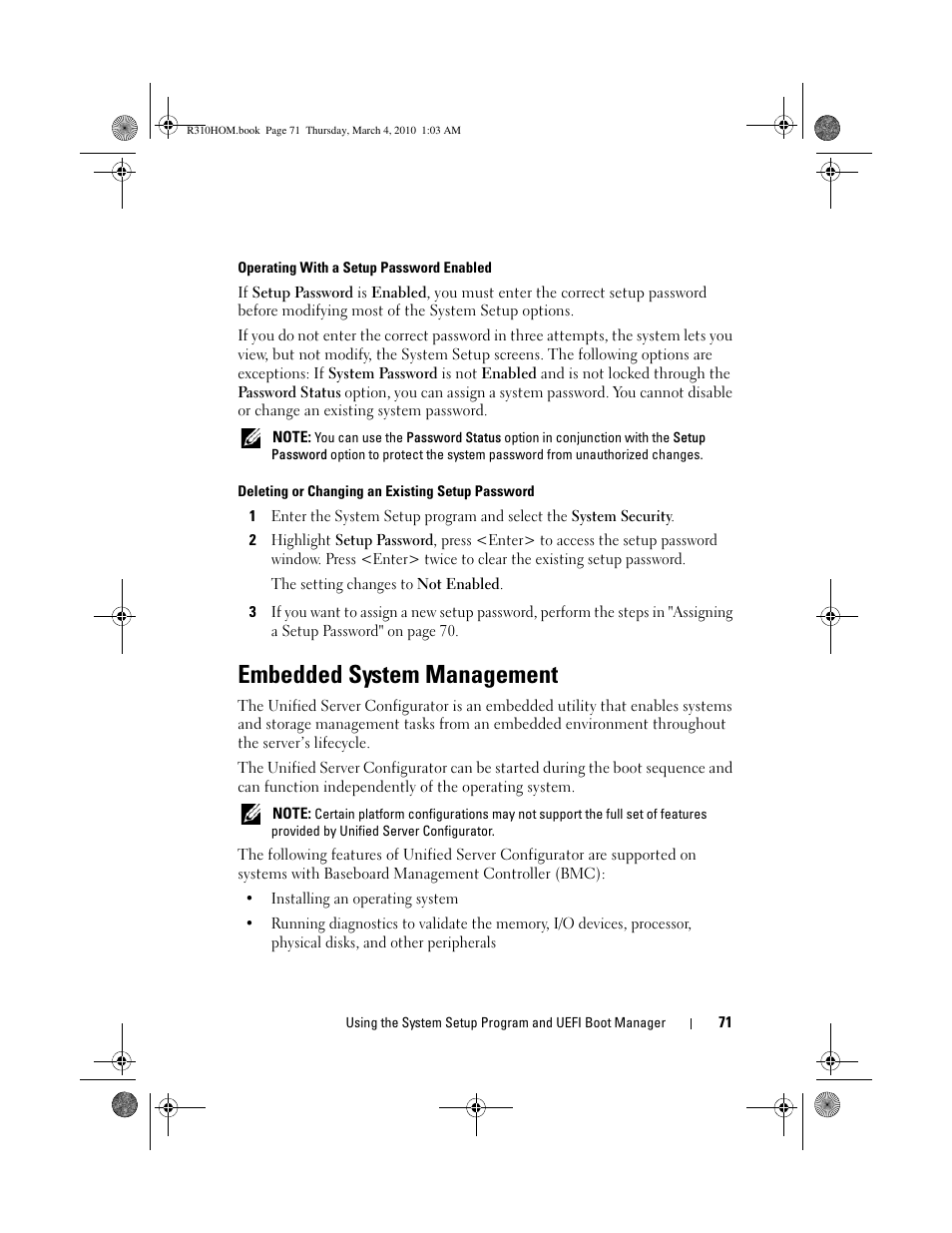 Embedded system management | Dell PowerEdge R310 User Manual | Page 71 / 176