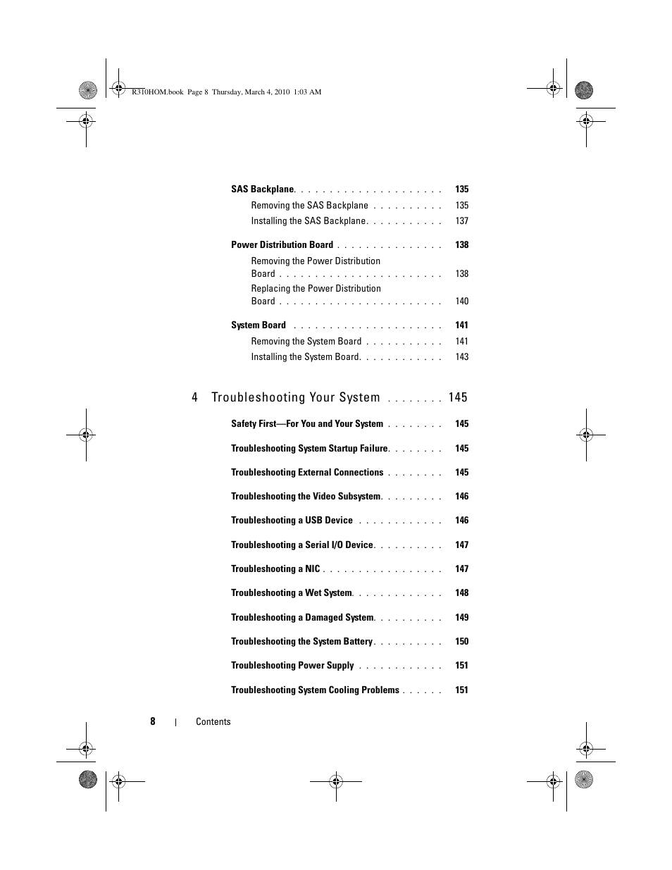 4troubleshooting your system | Dell PowerEdge R310 User Manual | Page 8 / 176