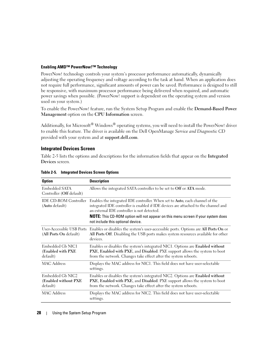 Integrated devices screen | Dell PowerEdge SC1435 User Manual | Page 28 / 132
