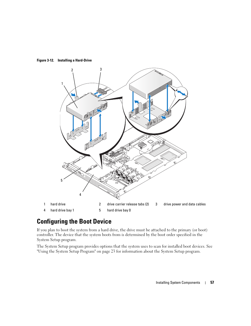 Configuring the boot device, Drive. see figure 3-12, Figure 3-12 | Ack of the drive. see figure 3-12 | Dell PowerEdge SC1435 User Manual | Page 57 / 132