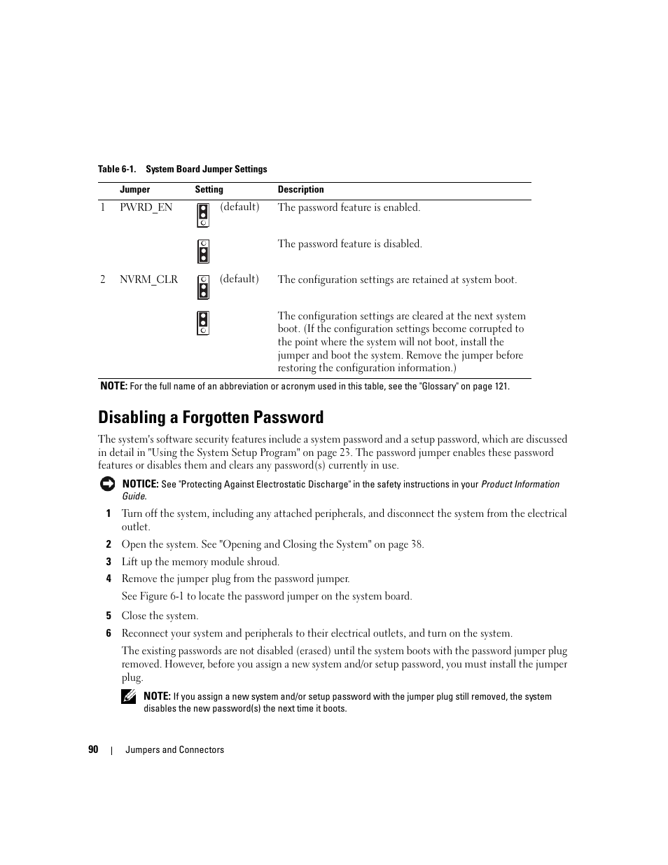 Disabling a forgotten password | Dell PowerEdge SC1435 User Manual | Page 90 / 132