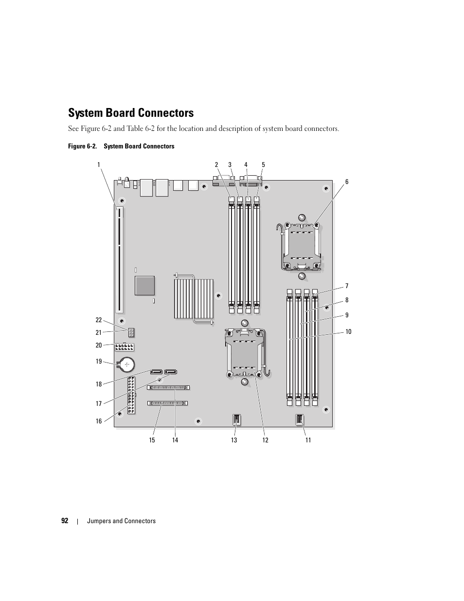 System board connectors, Ets. see figure 6-2, B. see figure 6-2 | Et. see figure 6-2, D. see figure 6-2, D (see figure 6-2) or a | Dell PowerEdge SC1435 User Manual | Page 92 / 132