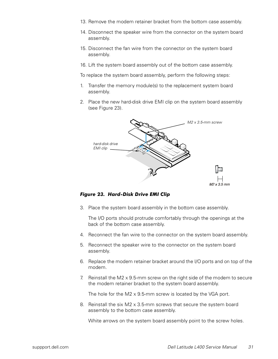 Figure 23. hard-disk drive emi clip | Dell Latitude L400 User Manual | Page 37 / 44
