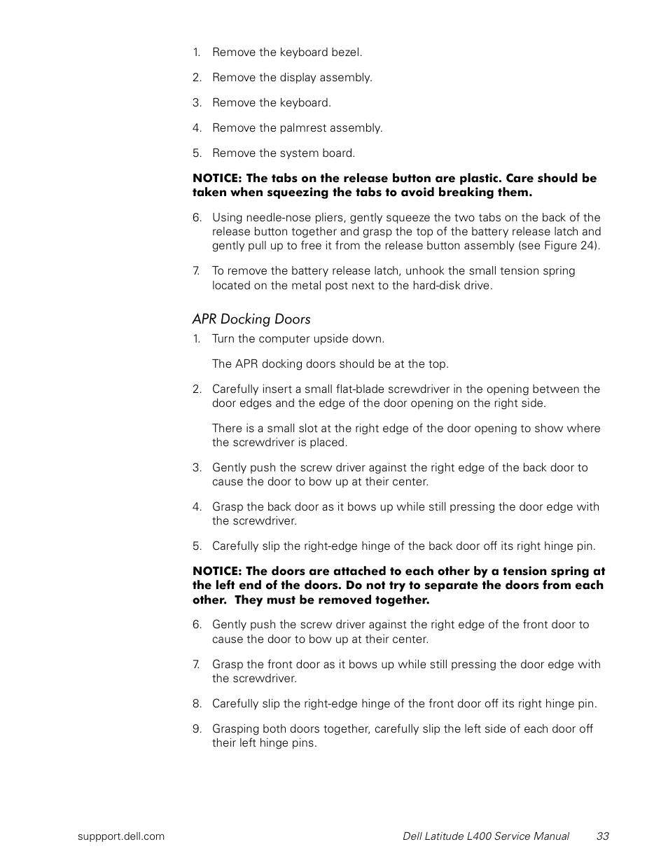 Apr docking doors | Dell Latitude L400 User Manual | Page 39 / 44