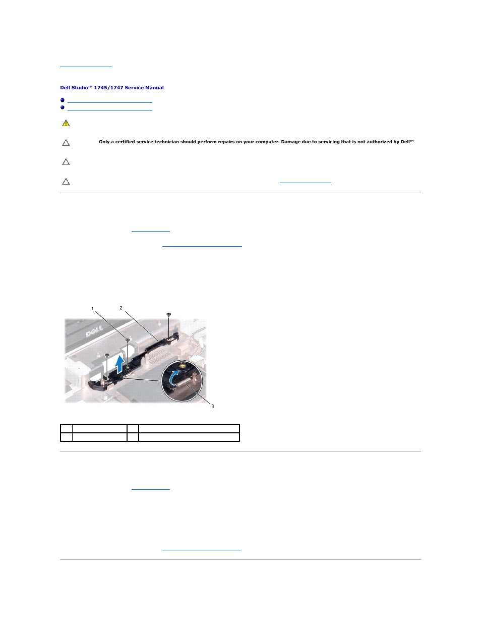 Battery latch assembly, Removing the battery latch assembly, Replacing the battery latch assembly | Dell Studio 1745 (Mid 2009) User Manual | Page 4 / 61