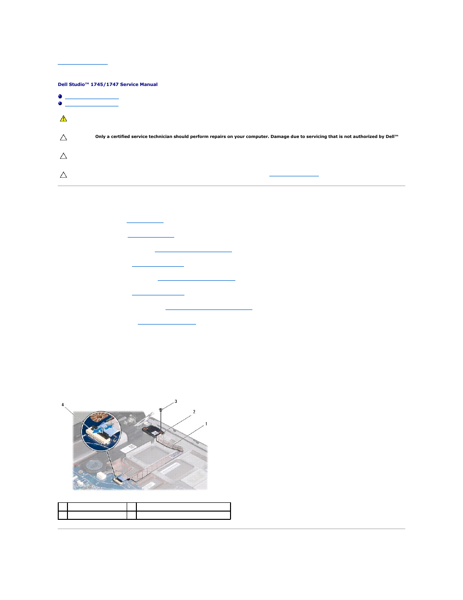 Usb board, Removing the usb board | Dell Studio 1745 (Mid 2009) User Manual | Page 60 / 61