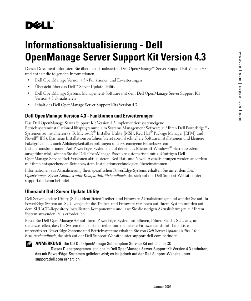 Übersicht dell server update utility | Dell PowerEdge 800 User Manual | Page 13 / 24