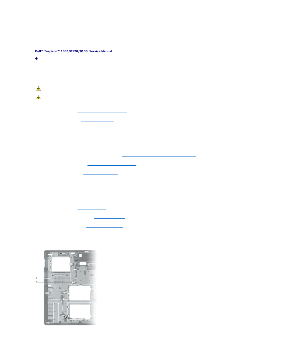 Antenna, Replacing the antenna | Dell Inspiron B130 User Manual | Page 2 / 44