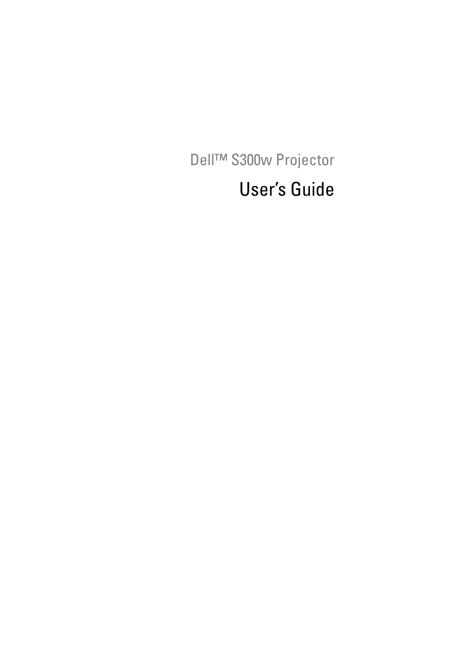 Dell S300w Projector User Manual | 109 pages