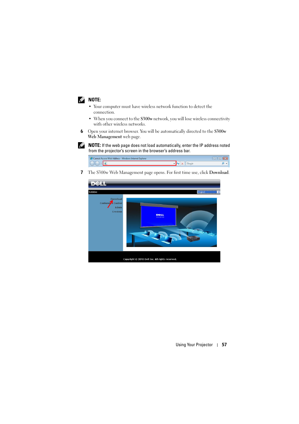 Dell S300w Projector User Manual | Page 57 / 109