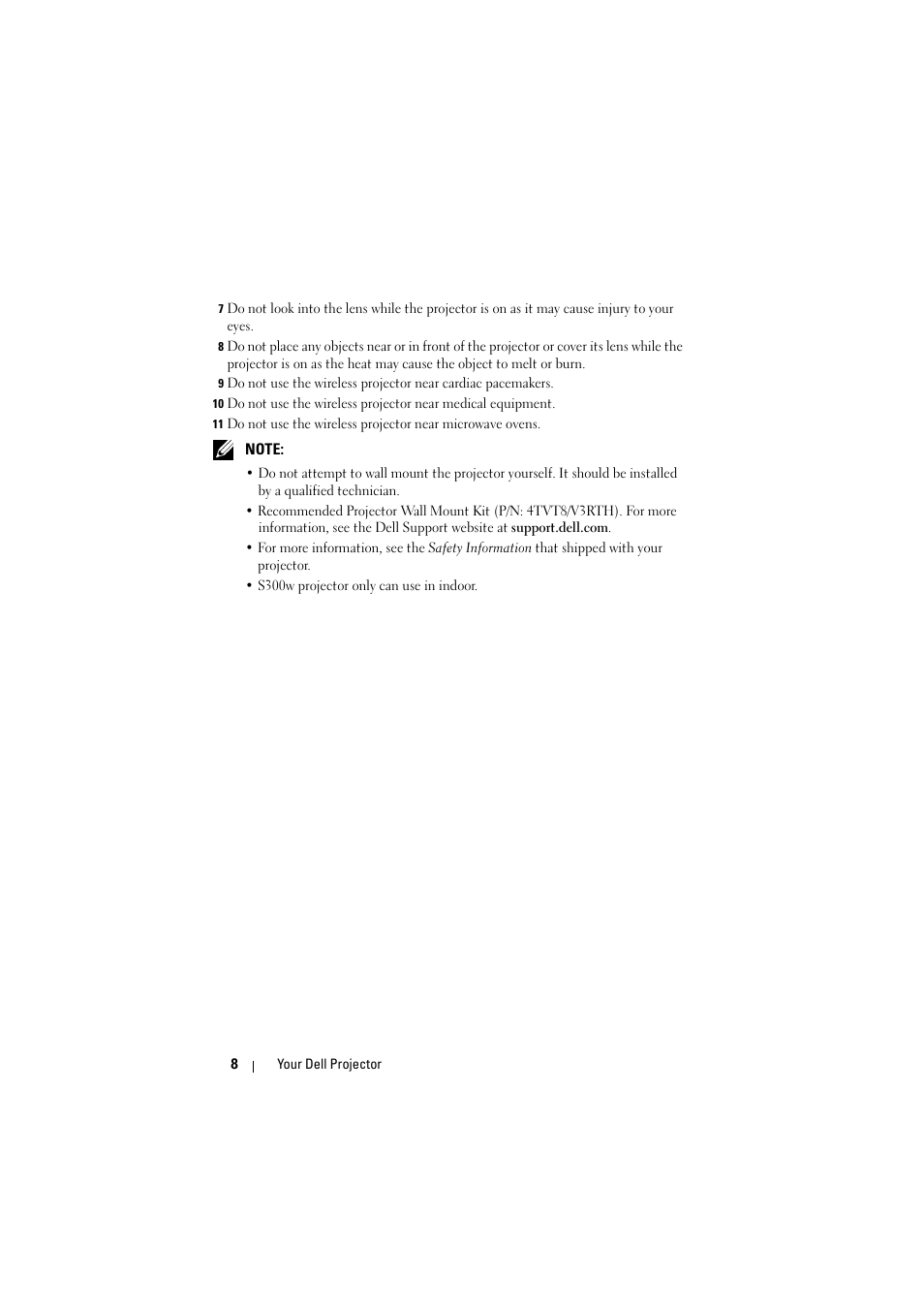 Dell S300w Projector User Manual | Page 8 / 109