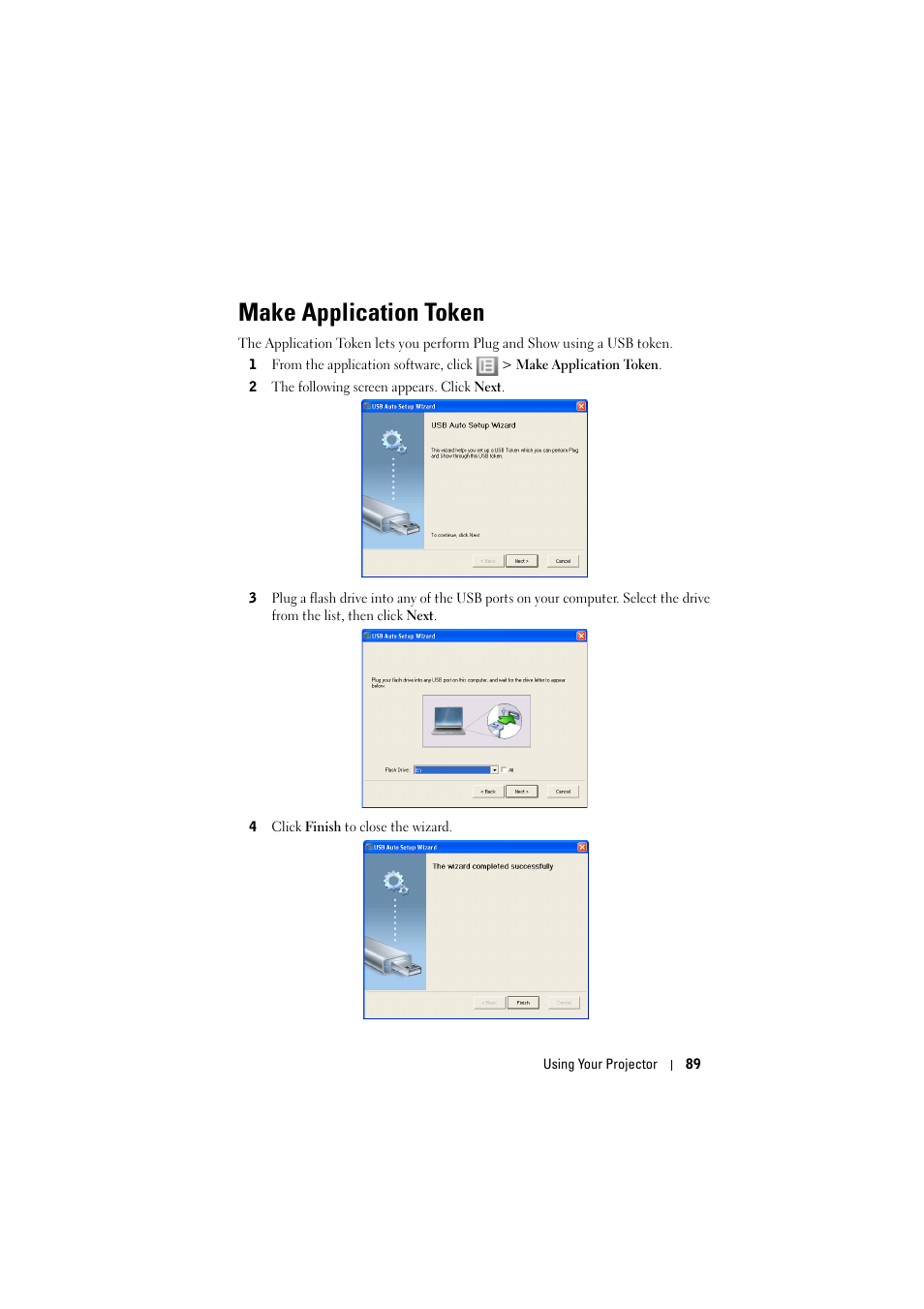 Make application token | Dell S300w Projector User Manual | Page 89 / 109