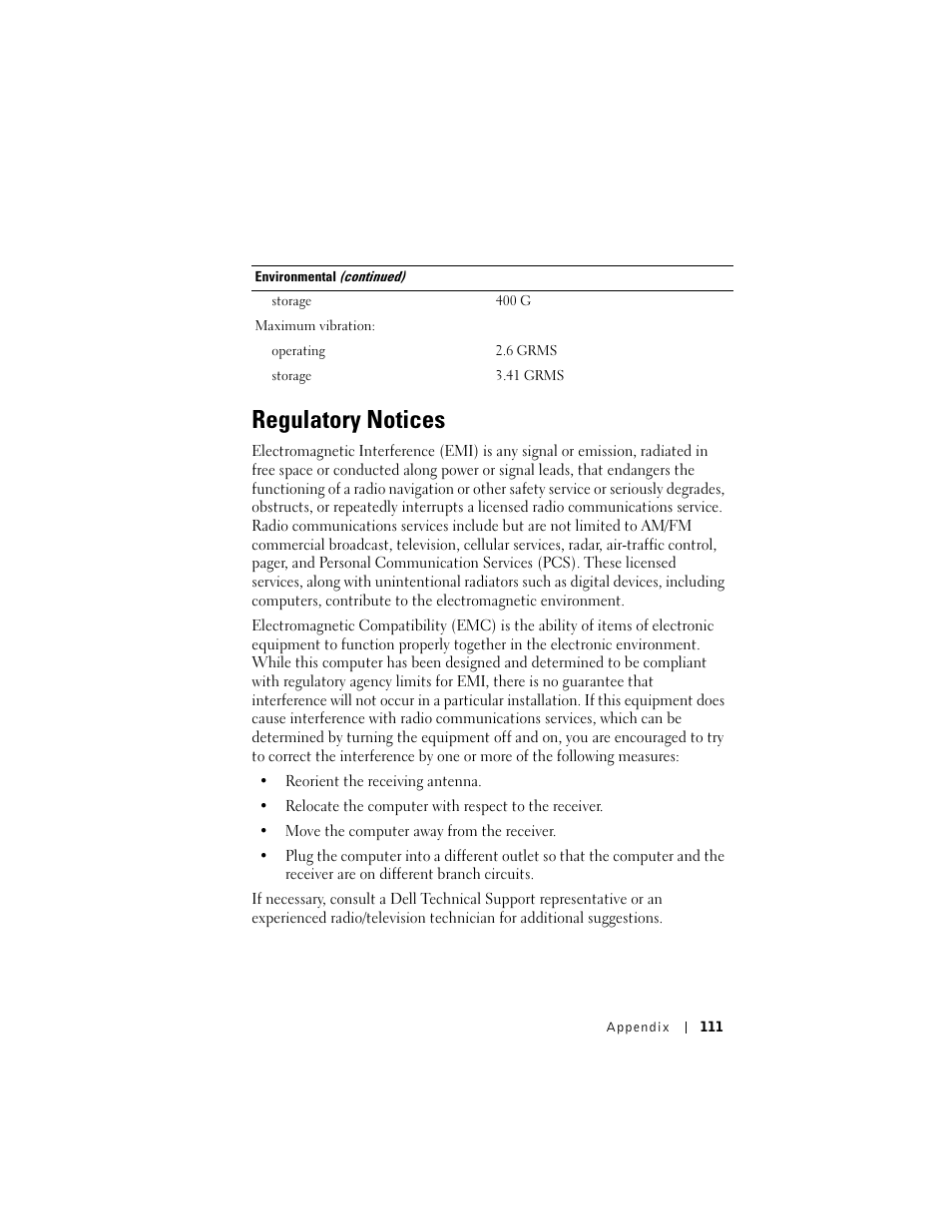 Regulatory notices | Dell AXIM X3 User Manual | Page 111 / 178