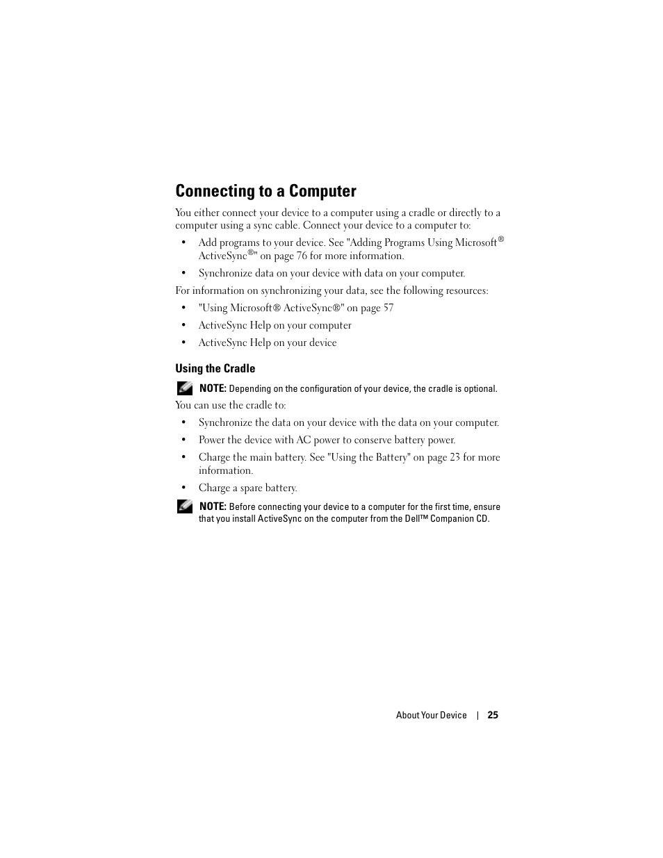 Connecting to a computer | Dell AXIM X3 User Manual | Page 25 / 178