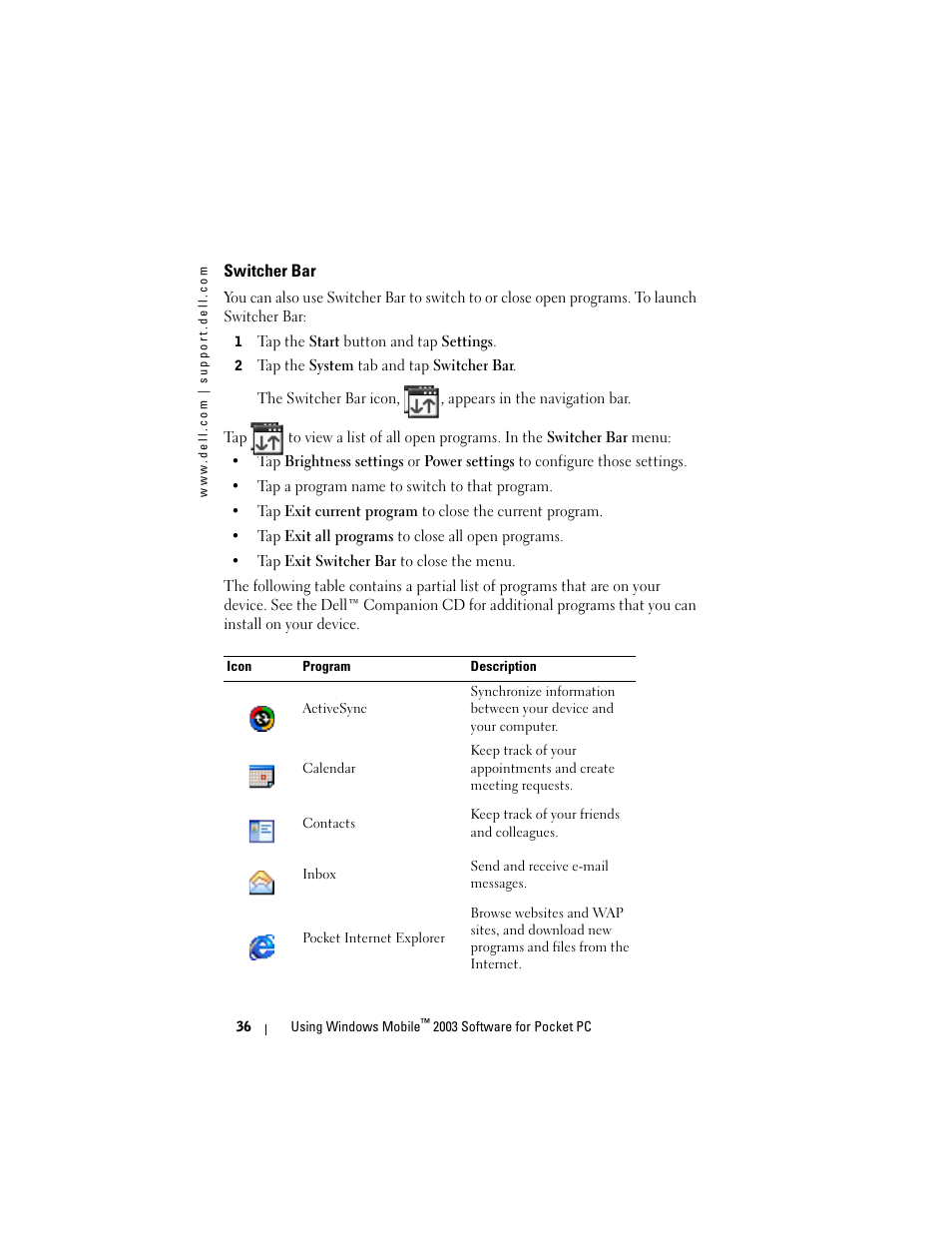 Dell AXIM X3 User Manual | Page 36 / 178