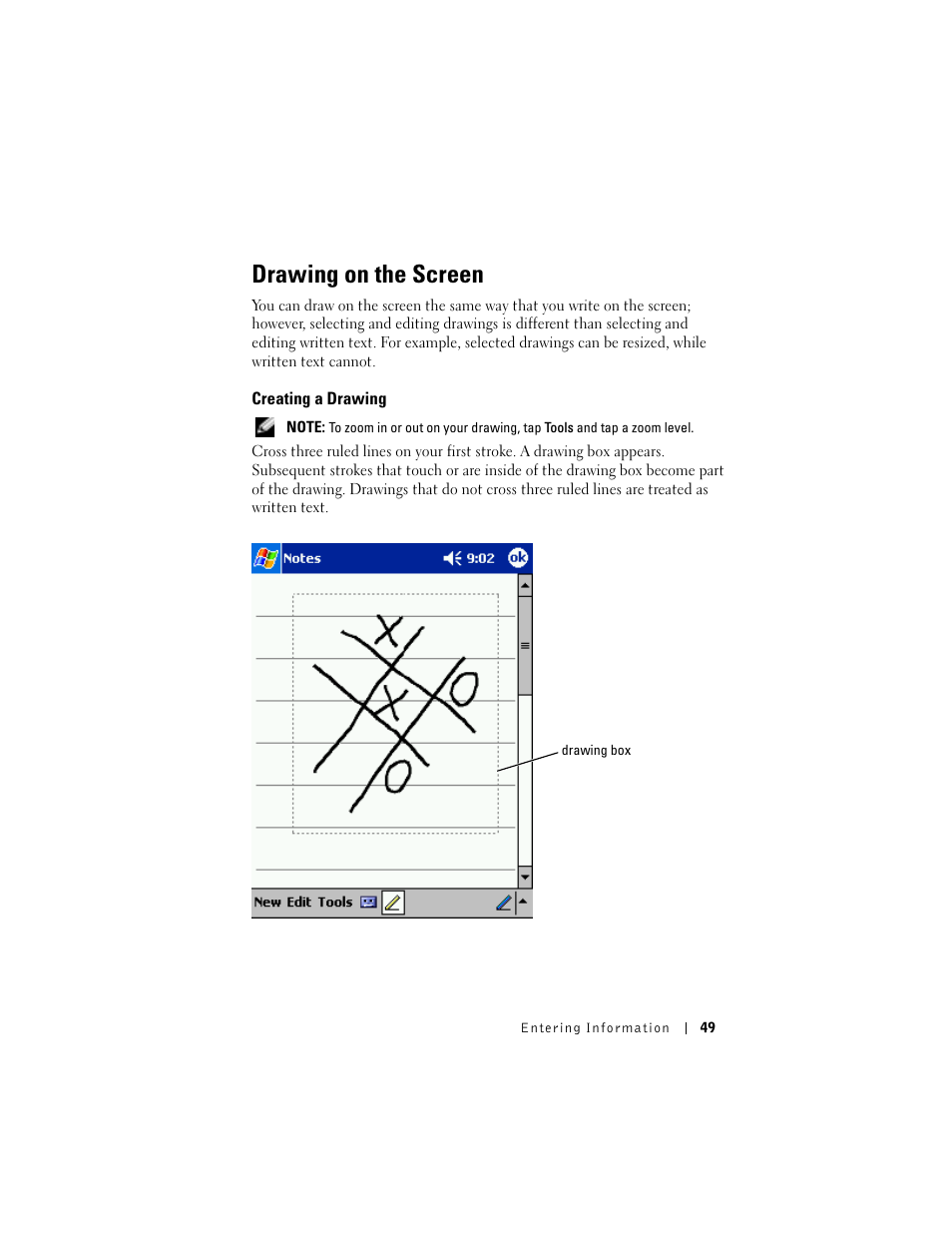 Drawing on the screen | Dell AXIM X3 User Manual | Page 49 / 178