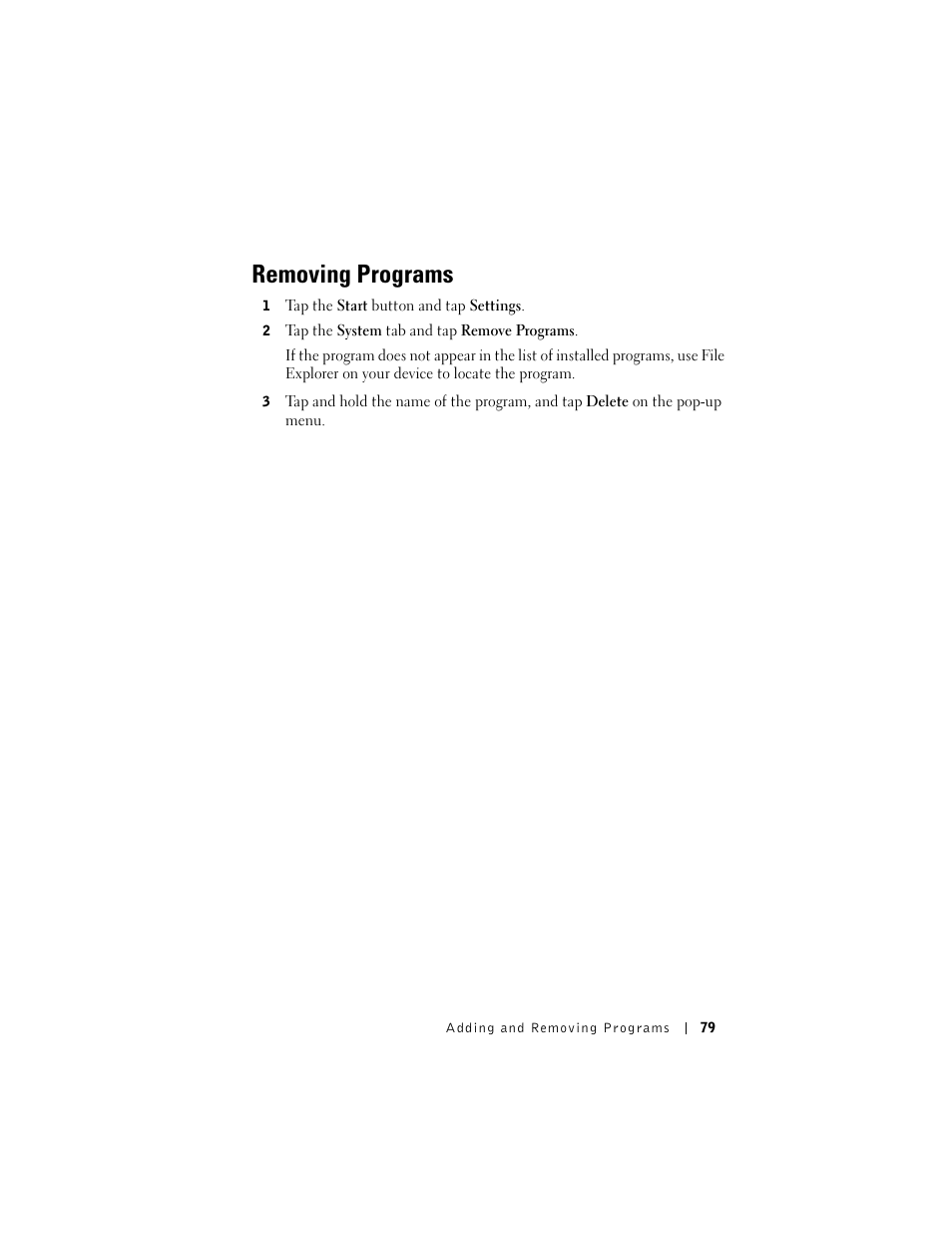 Removing programs | Dell AXIM X3 User Manual | Page 79 / 178