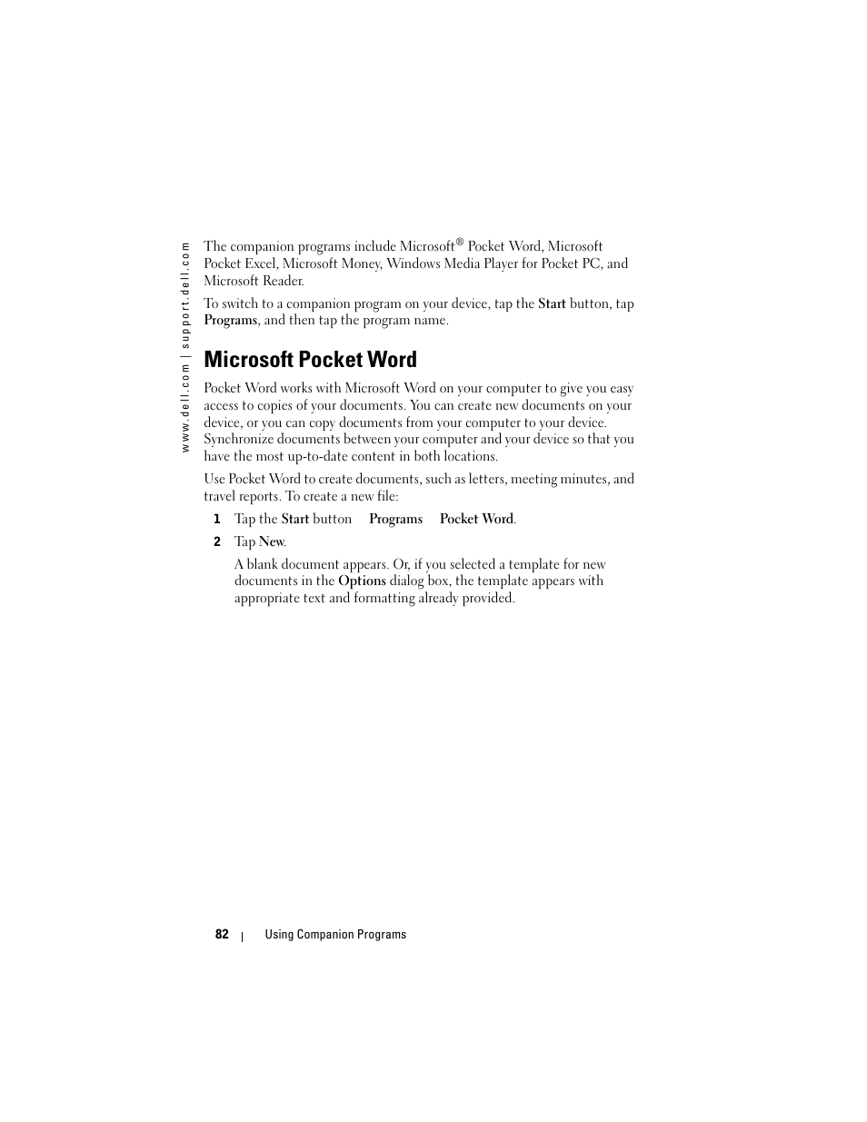 Microsoft pocket word | Dell AXIM X3 User Manual | Page 82 / 178