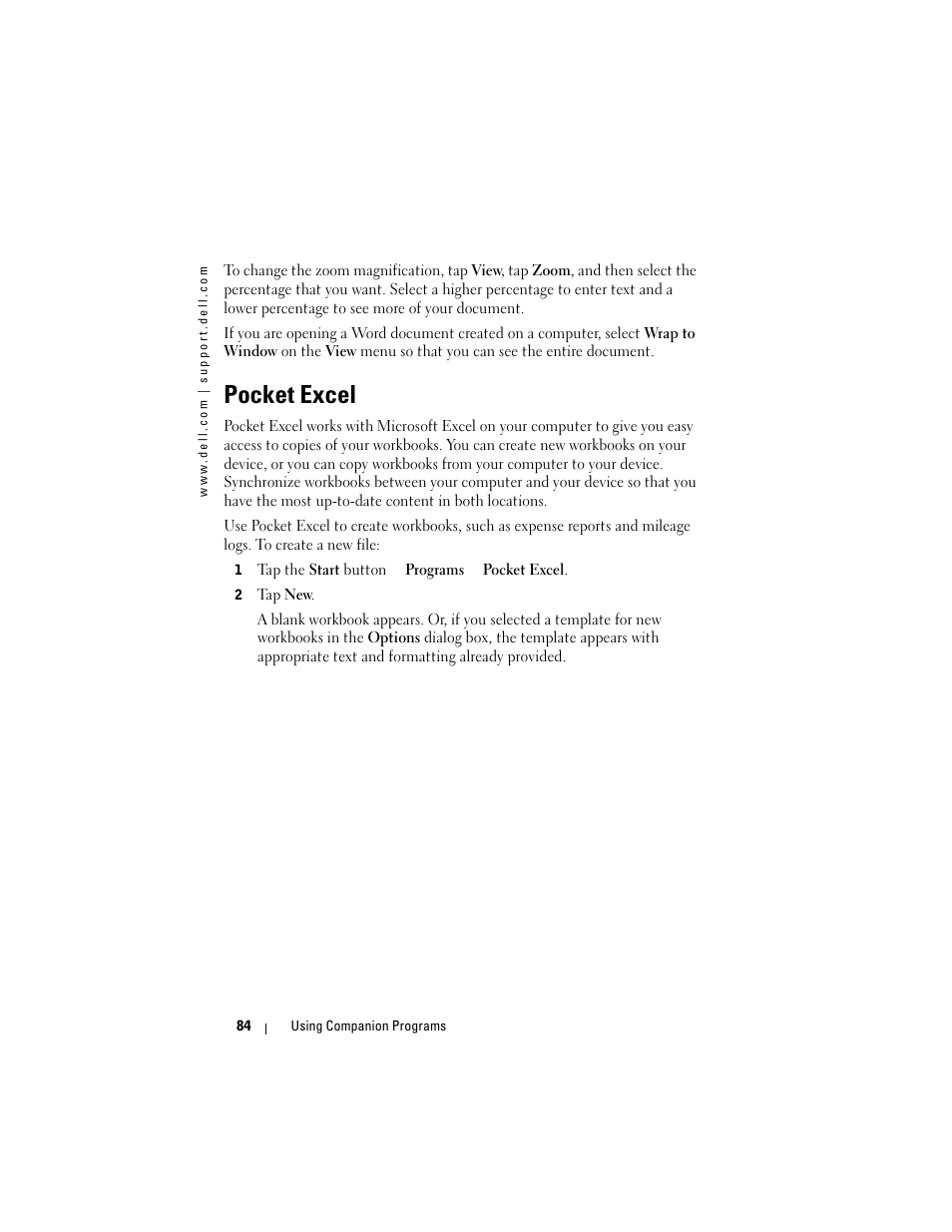 Pocket excel | Dell AXIM X3 User Manual | Page 84 / 178