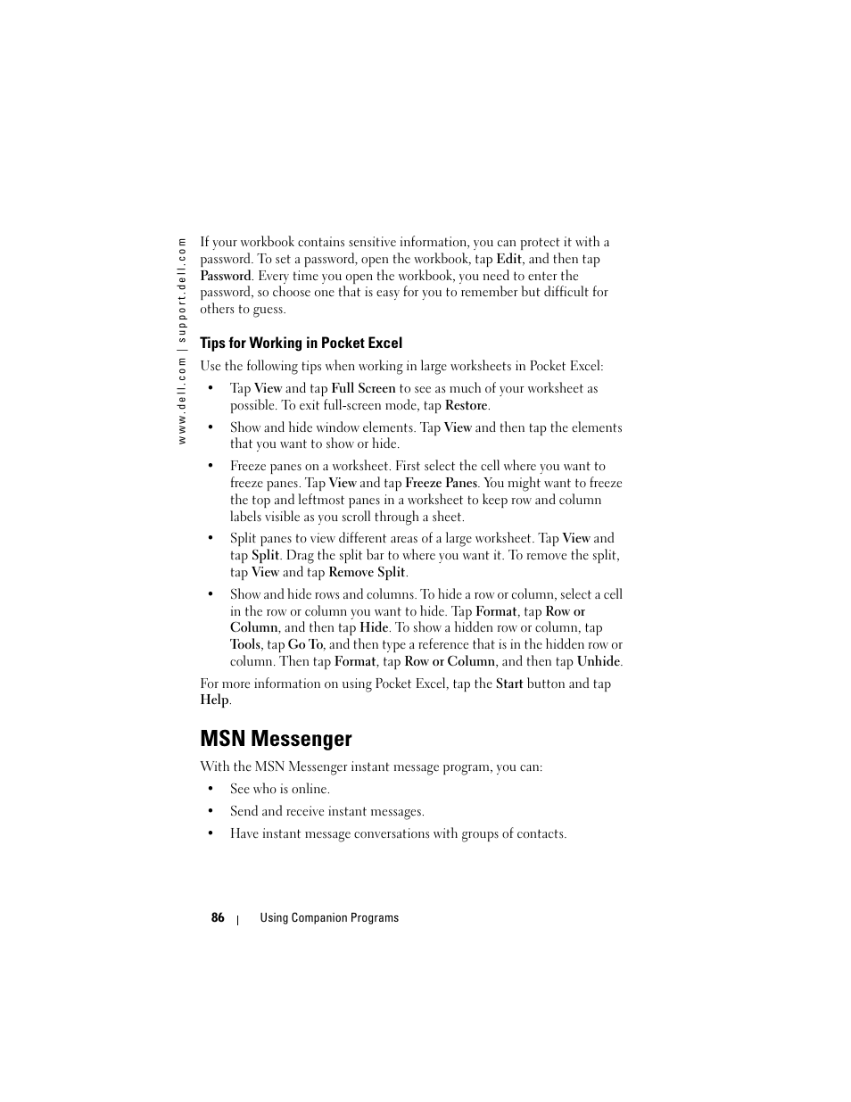 Msn messenger | Dell AXIM X3 User Manual | Page 86 / 178