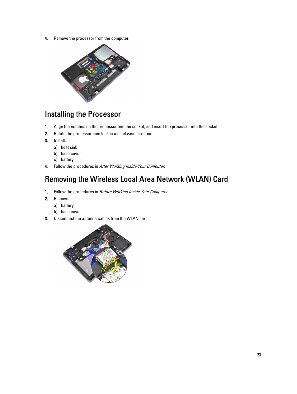 Installing the processor | Dell Latitude E6530 (Mid 2012) User Manual | Page 23 / 87