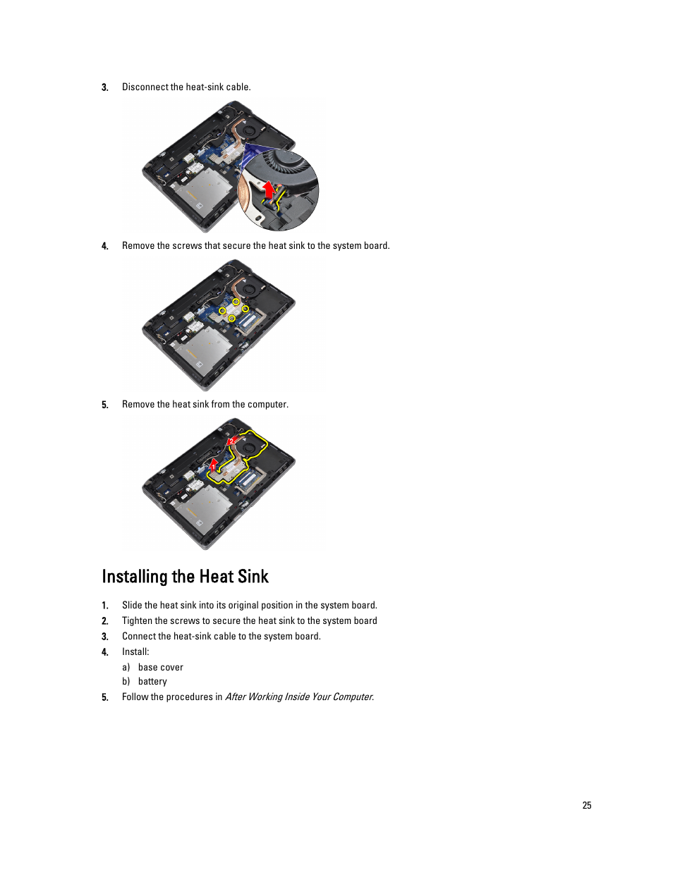 Installing the heat sink | Dell Latitude E6530 (Mid 2012) User Manual | Page 25 / 87