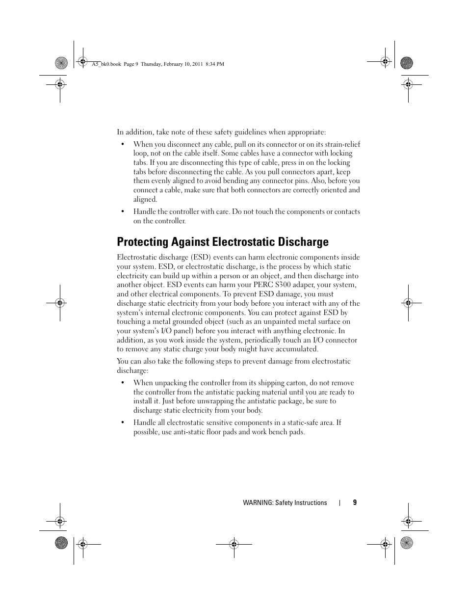 Protecting against electrostatic discharge | Dell PowerEdge RAID Controller S100 User Manual | Page 9 / 110