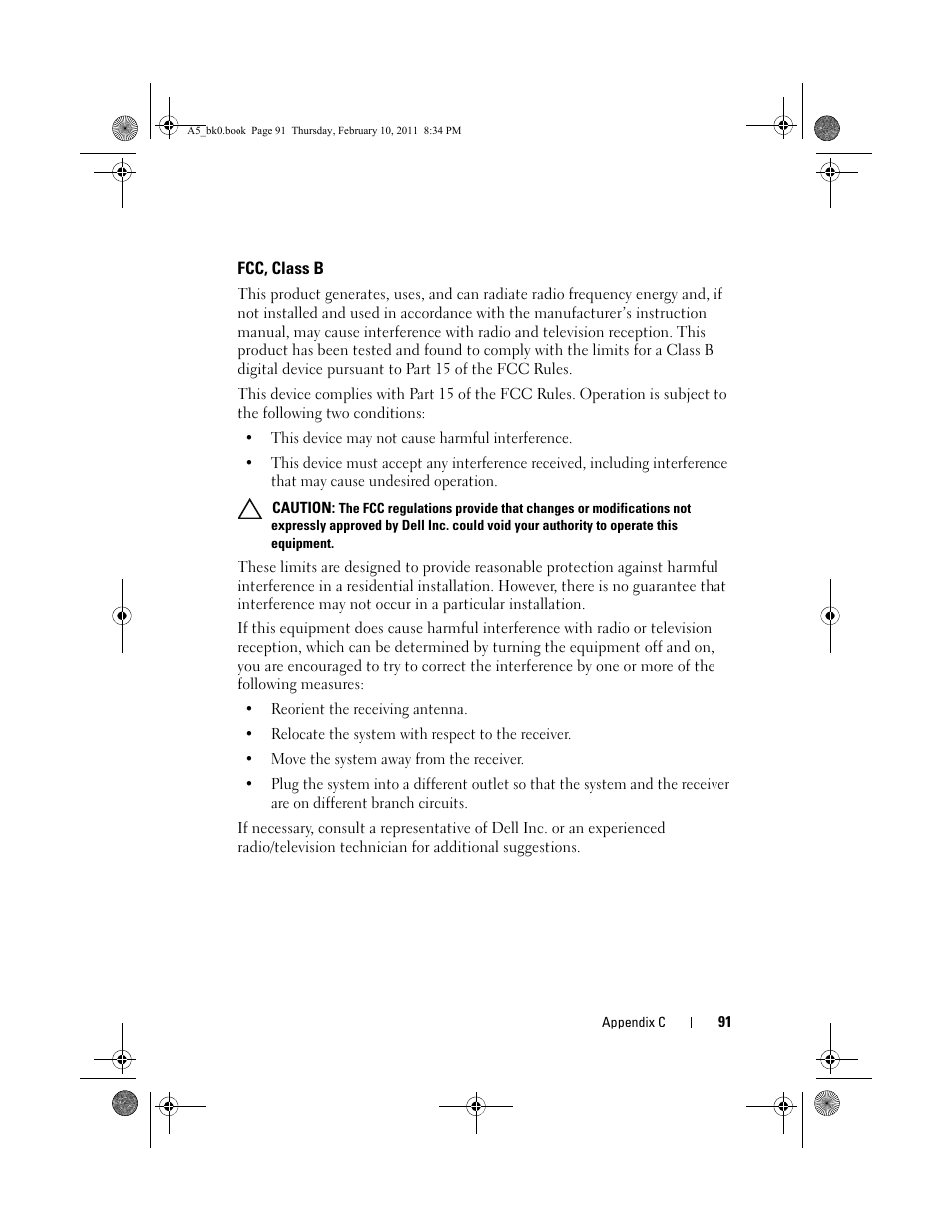 Fcc, class b | Dell PowerEdge RAID Controller S100 User Manual | Page 91 / 110