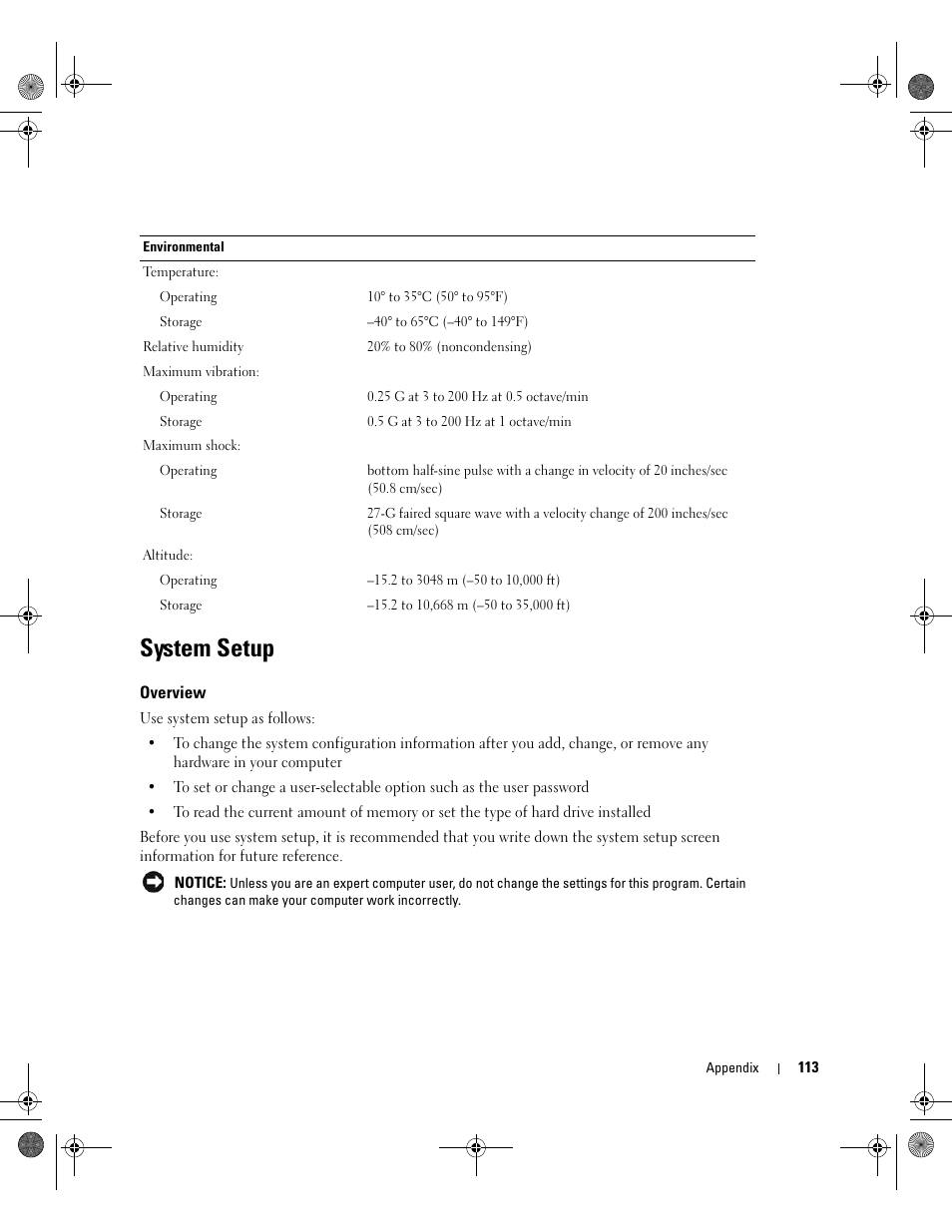 System setup, Overview | Dell XPS 400/Dimension 9150 User Manual | Page 113 / 148