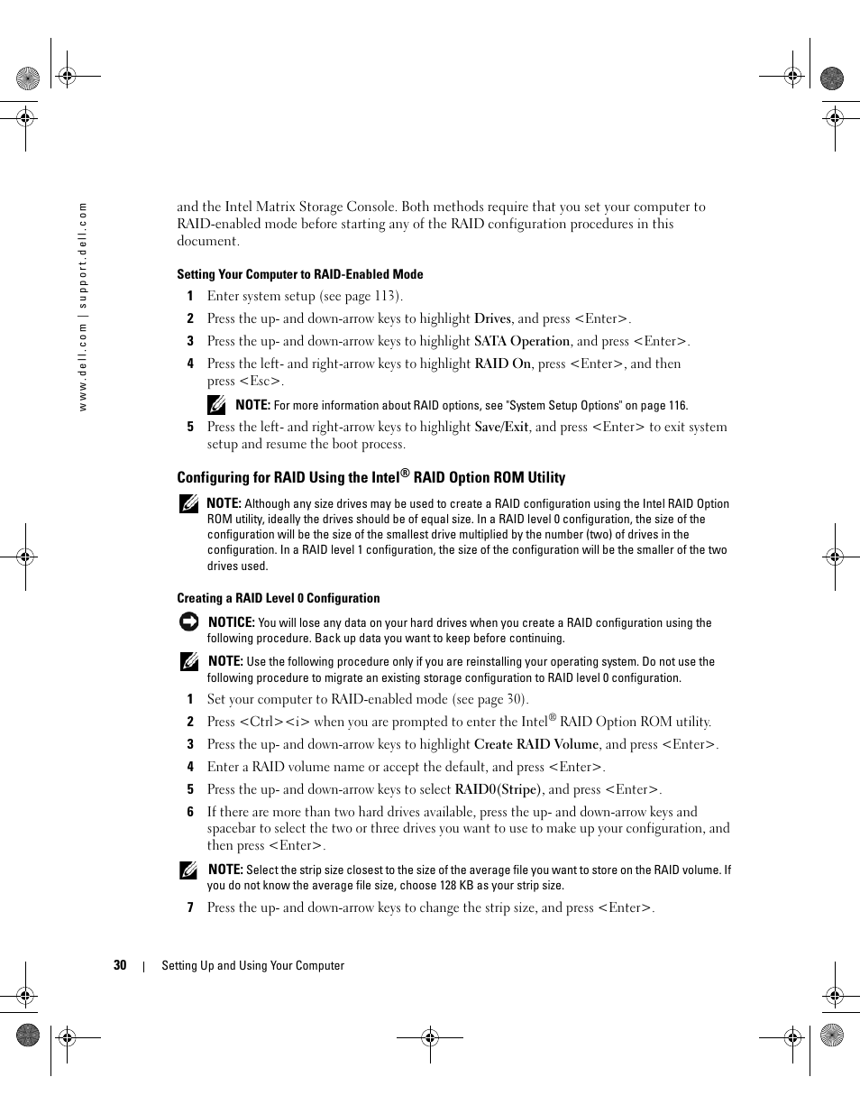 Configuring for raid using the intel | Dell XPS 400/Dimension 9150 User Manual | Page 30 / 148