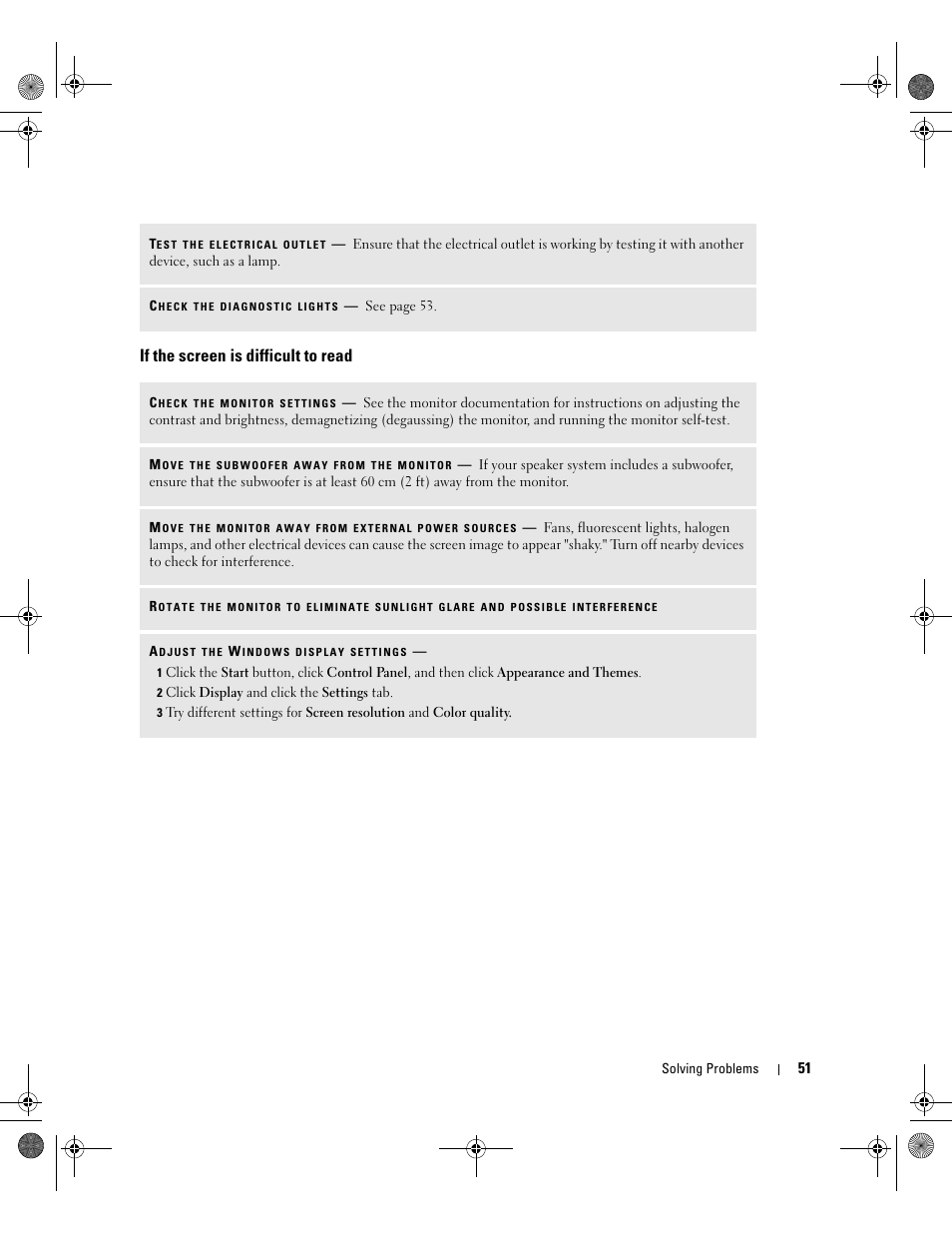 If the screen is difficult to read | Dell XPS 400/Dimension 9150 User Manual | Page 51 / 148