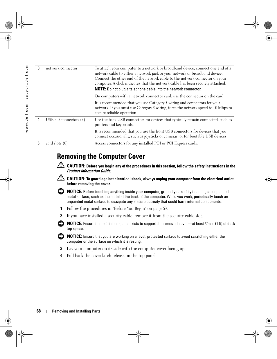 Removing the computer cover | Dell XPS 400/Dimension 9150 User Manual | Page 68 / 148