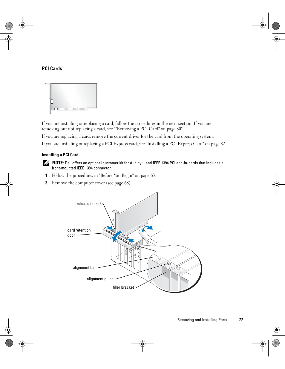 Pci cards | Dell XPS 400/Dimension 9150 User Manual | Page 77 / 148